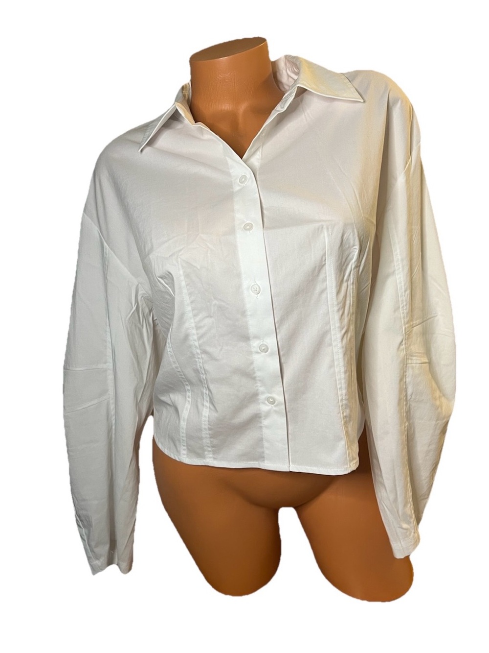 Express NWT Crisp White Button-Down Shirt M Cropped